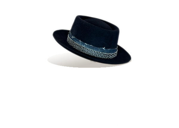 "Blue Suede Porkpie" Fur Felt Hat