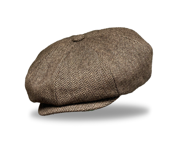 Brown Herringbone Gatsby Cap