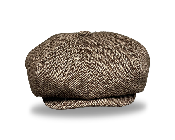 Brown Herringbone Gatsby Cap