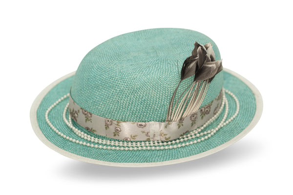 "Side Saddle" Sisol Straw Hat with Vintage Hatband